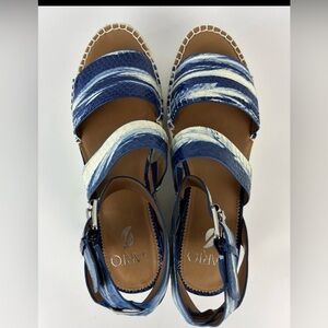 Franco Sarto Blue and White Sandals for Effortless Style